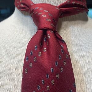EARLY CALVIN KLEIN ABSTRACT GEOMETRIC BURGUNDY SILK TEILL NECKTIE
